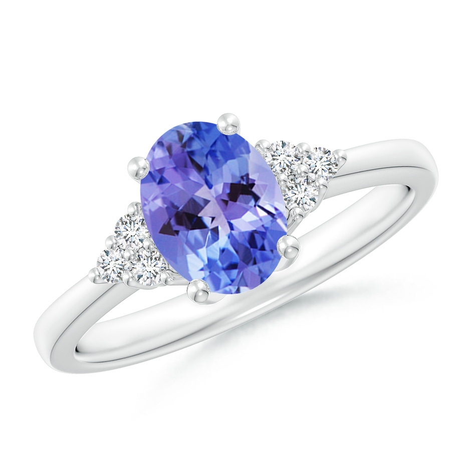 8x6mm AA Solitaire Oval Tanzanite and Diamond Promise Ring in White Gold 
