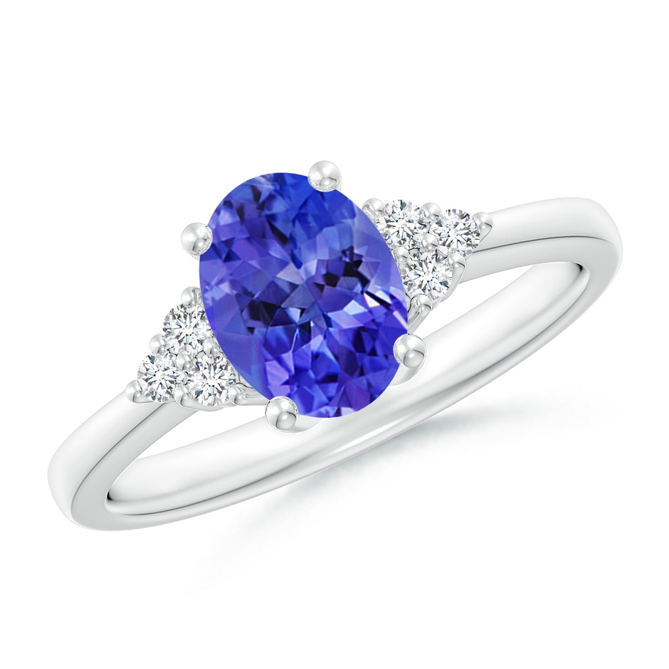 8x6mm AAA Solitaire Oval Tanzanite and Diamond Promise Ring in P950 Platinum 