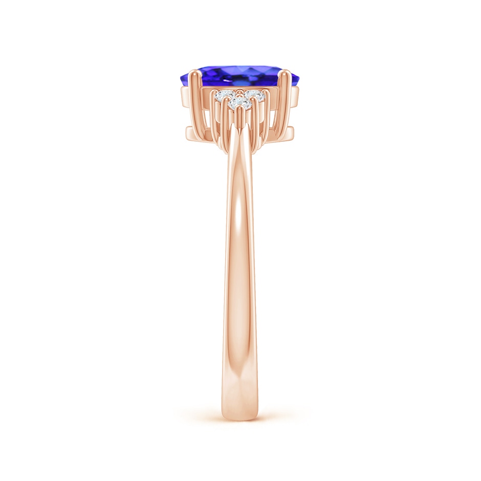 8x6mm AAA Solitaire Oval Tanzanite and Diamond Promise Ring in Rose Gold side 2