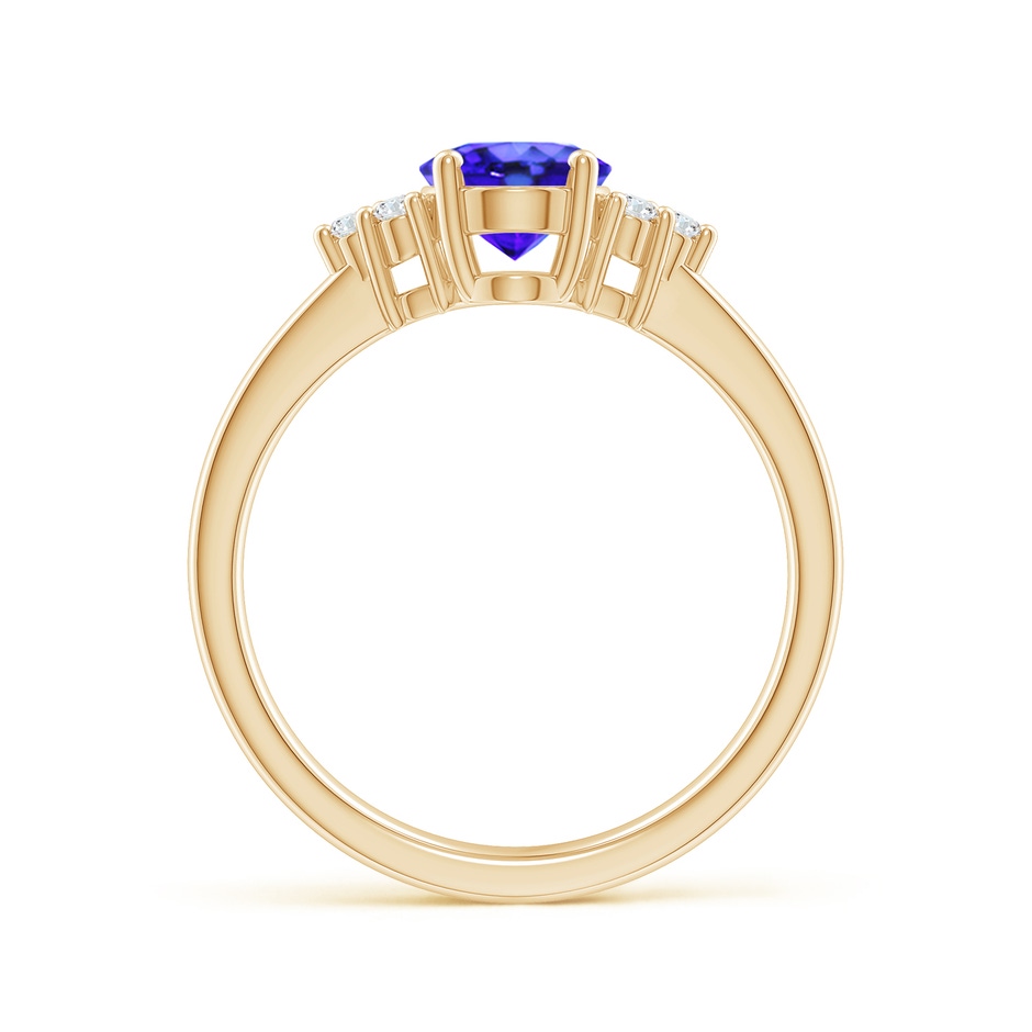 8x6mm AAA Solitaire Oval Tanzanite and Diamond Promise Ring in Yellow Gold side 1
