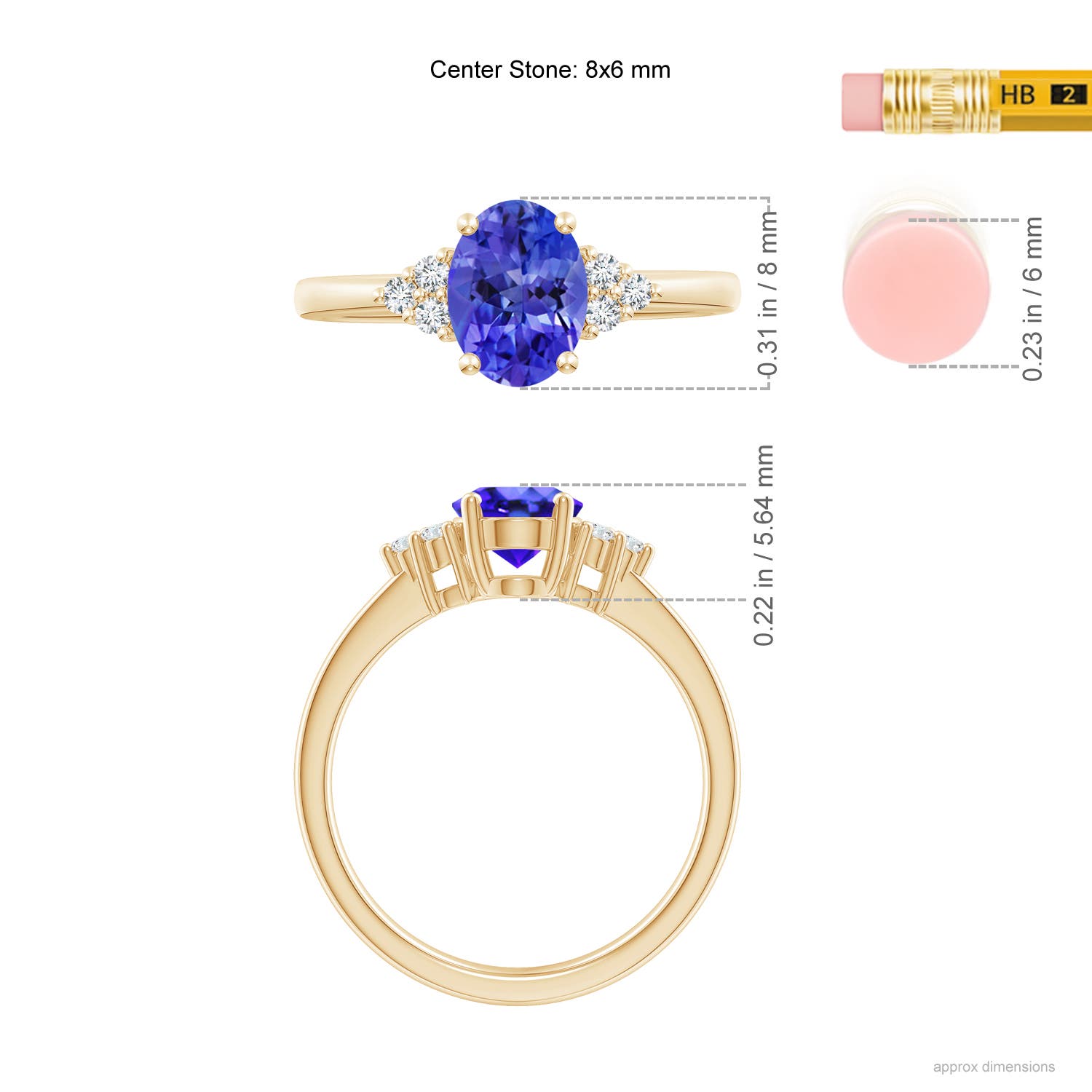 AAA - Tanzanite / 1.36 CT / 14 KT Yellow Gold