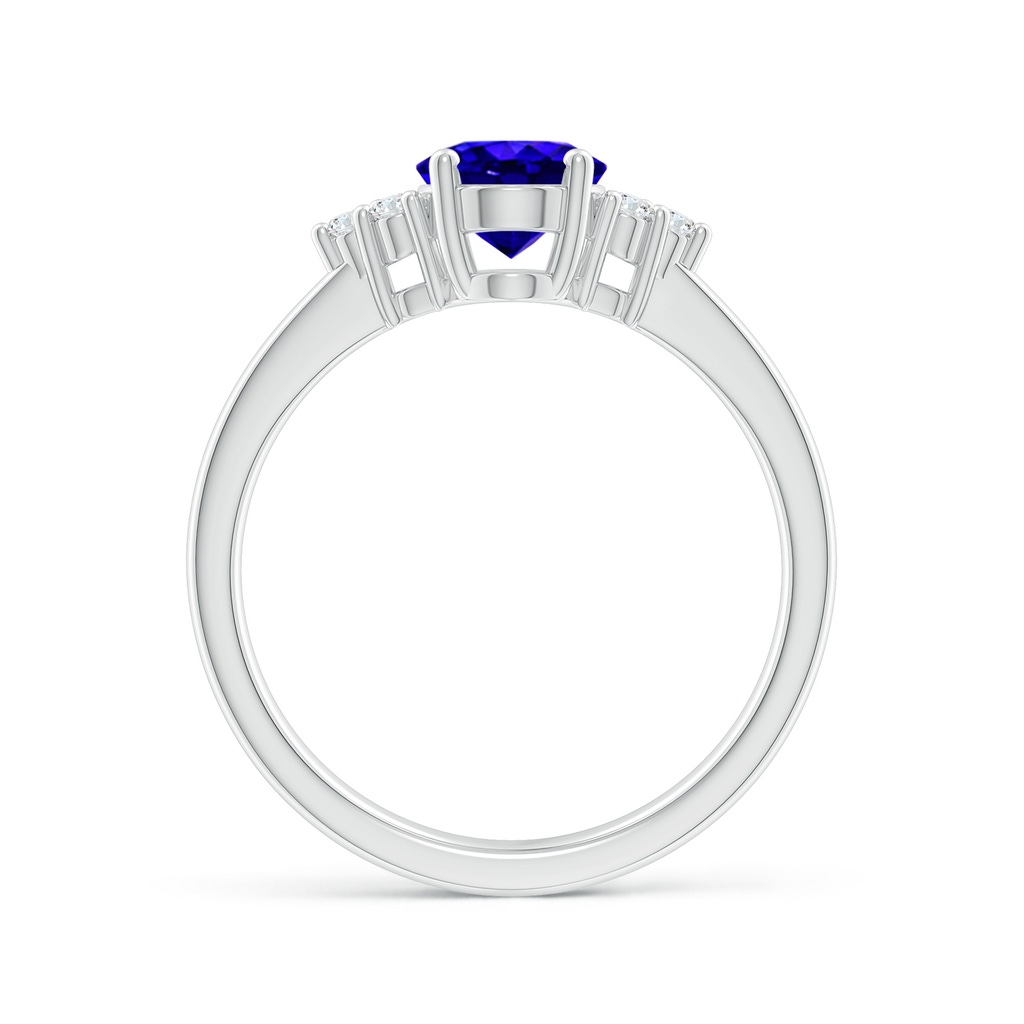 8x6mm AAAA Solitaire Oval Tanzanite and Diamond Promise Ring in P950 Platinum Side 1
