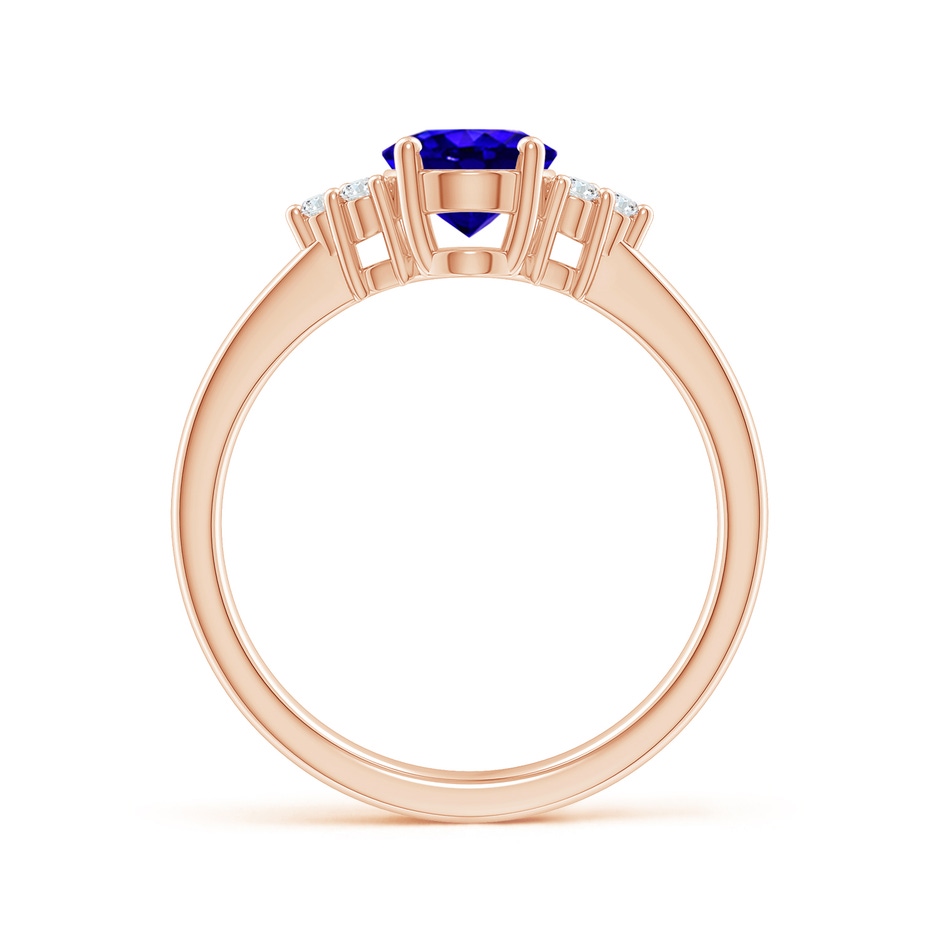 8x6mm AAAA Solitaire Oval Tanzanite and Diamond Promise Ring in Rose Gold side 1