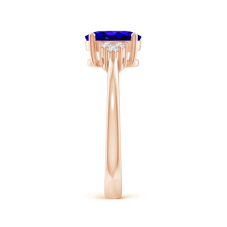 8x6mm AAAA Solitaire Oval Tanzanite and Diamond Promise Ring in Rose Gold side 2