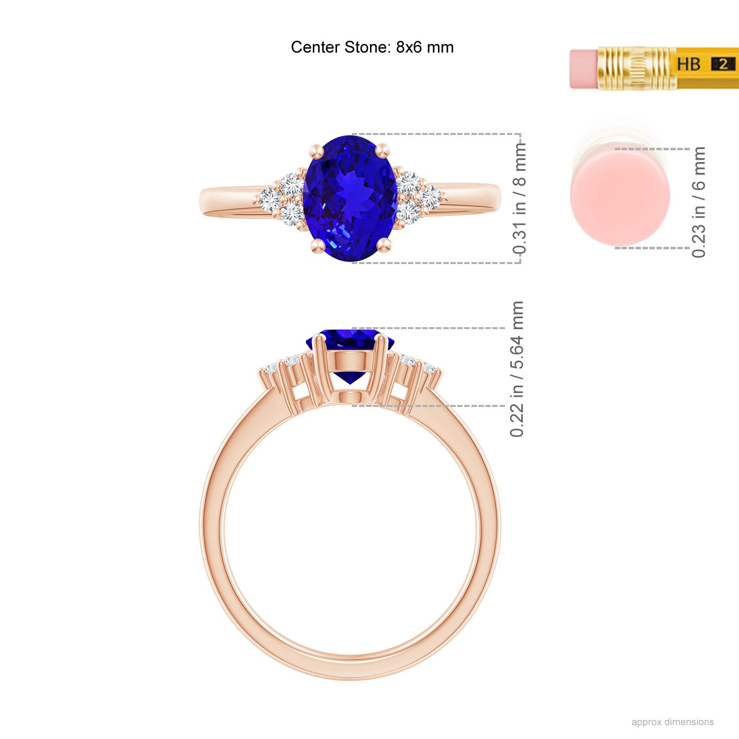 AAAA - Tanzanite / 1.36 CT / 14 KT Rose Gold