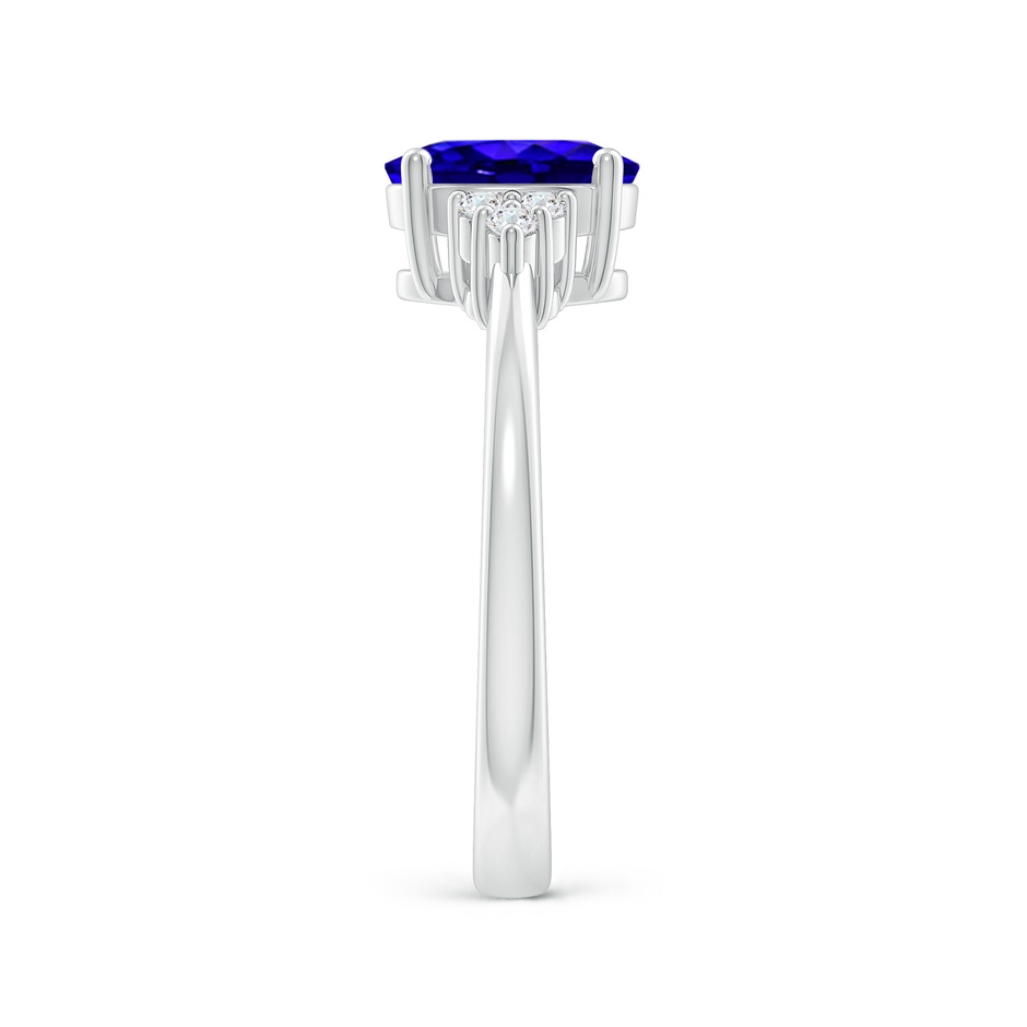 8x6mm AAAA Solitaire Oval Tanzanite and Diamond Promise Ring in White Gold side 2