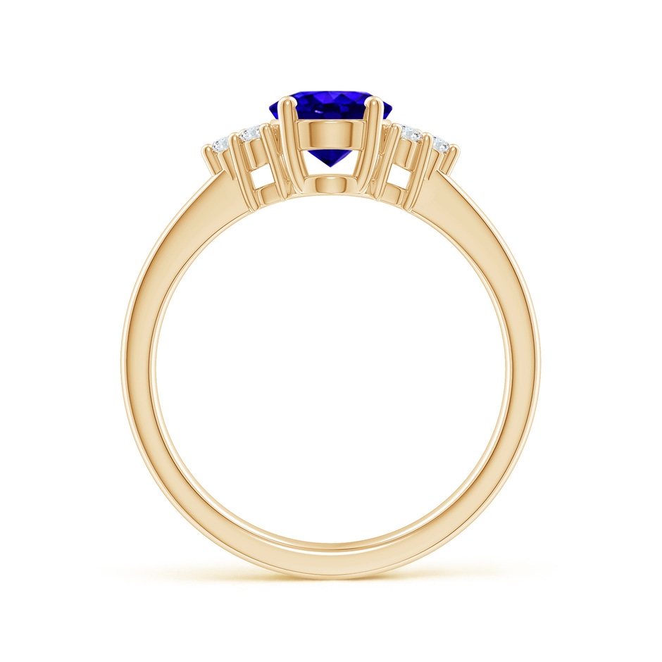 8x6mm AAAA Solitaire Oval Tanzanite and Diamond Promise Ring in Yellow Gold side 1