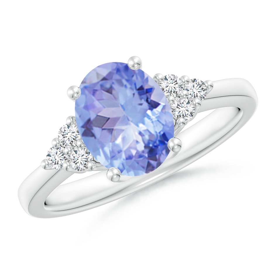 9x7mm A Solitaire Oval Tanzanite and Diamond Promise Ring in 10K White Gold 