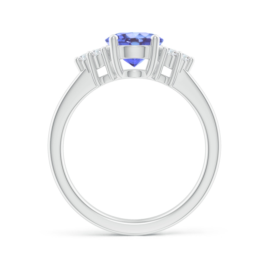 9x7mm A Solitaire Oval Tanzanite and Diamond Promise Ring in 10K White Gold side 1