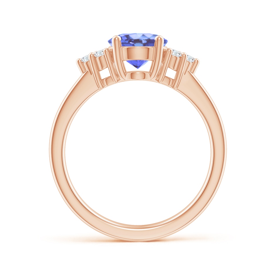 9x7mm A Solitaire Oval Tanzanite and Diamond Promise Ring in Rose Gold side 1