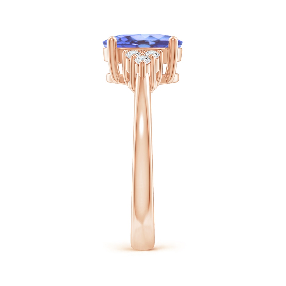 9x7mm A Solitaire Oval Tanzanite and Diamond Promise Ring in Rose Gold side 2