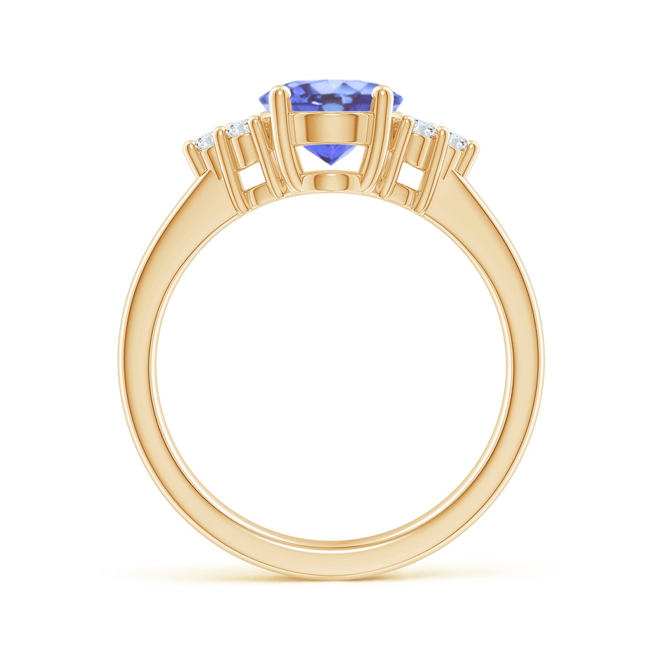 9x7mm A Solitaire Oval Tanzanite and Diamond Promise Ring in Yellow Gold side 1