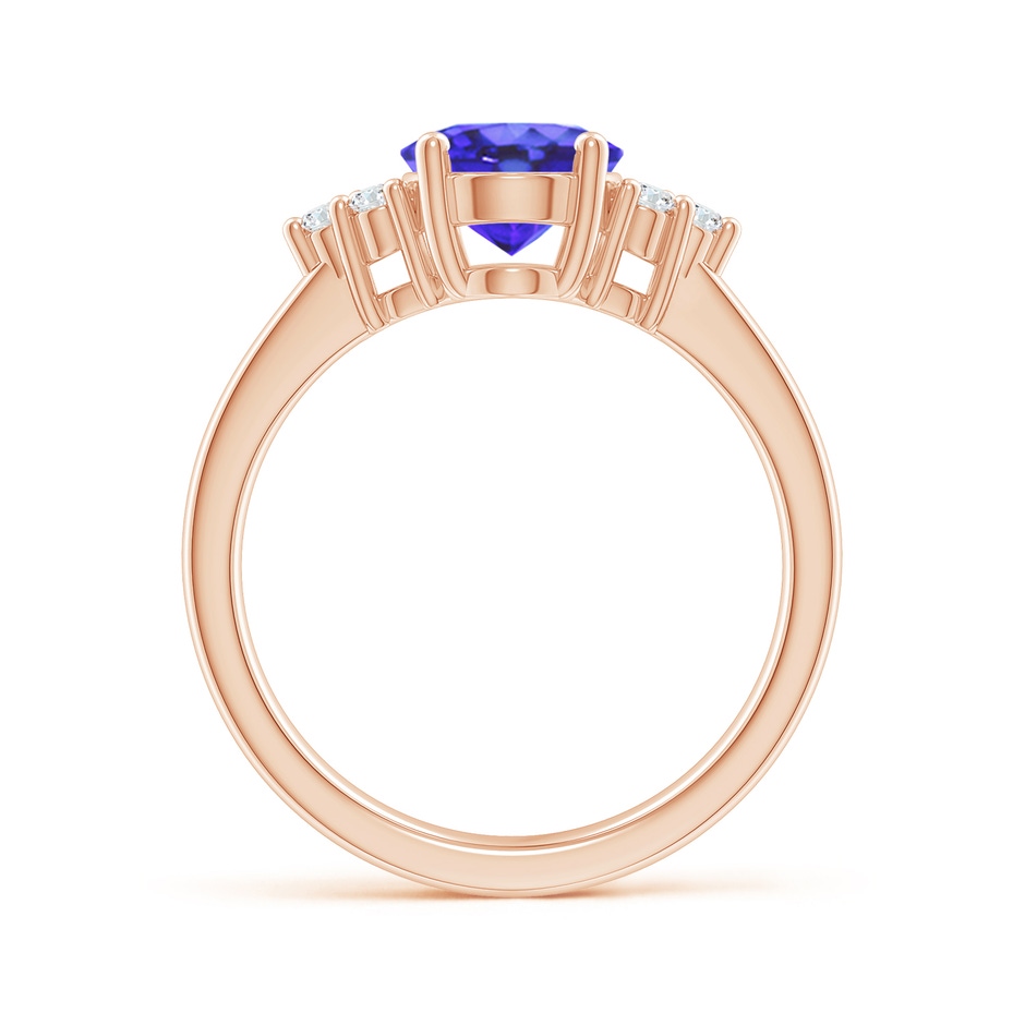 9x7mm AA Solitaire Oval Tanzanite and Diamond Promise Ring in Rose Gold side 1
