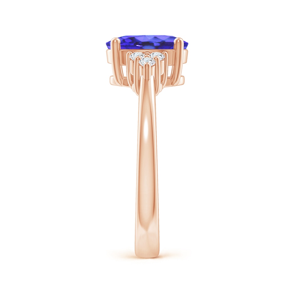 9x7mm AA Solitaire Oval Tanzanite and Diamond Promise Ring in Rose Gold side 2