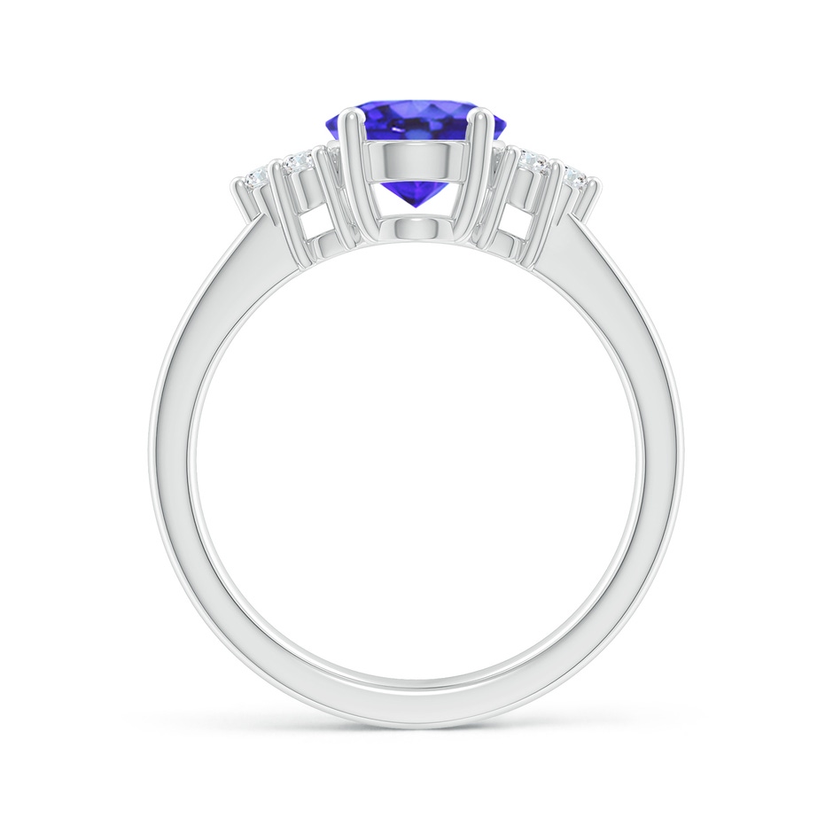 9x7mm AA Solitaire Oval Tanzanite and Diamond Promise Ring in White Gold side 1