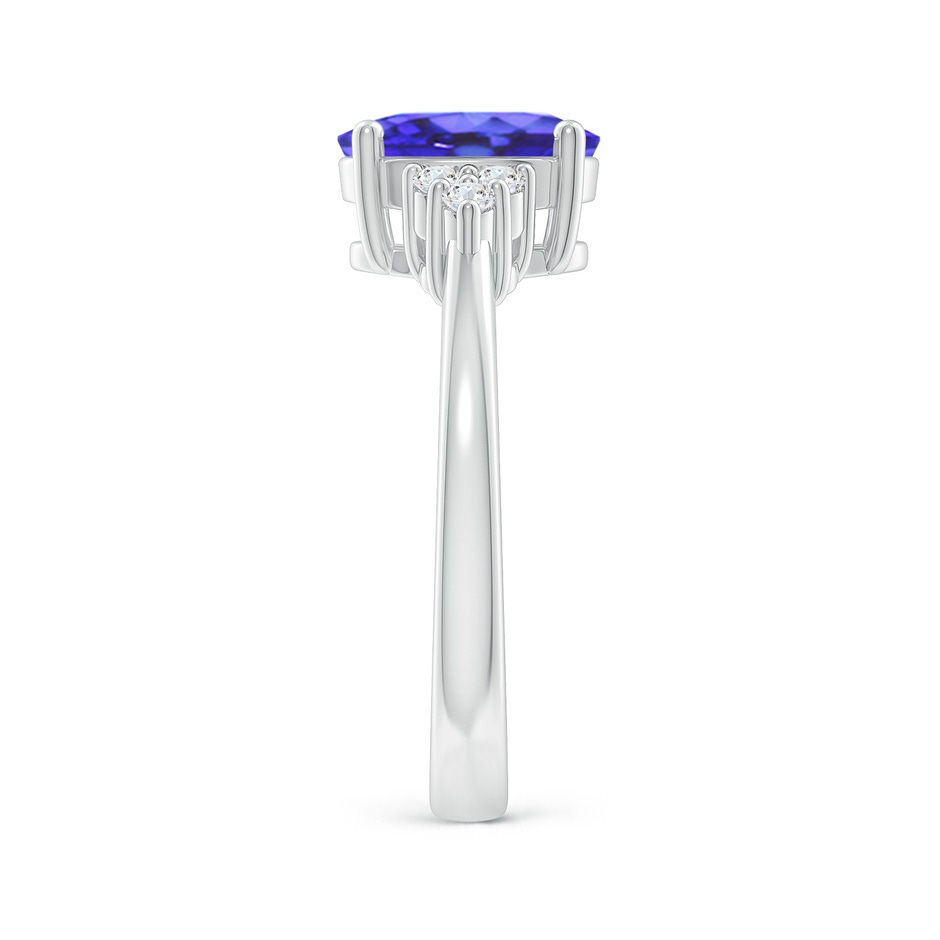 9x7mm AA Solitaire Oval Tanzanite and Diamond Promise Ring in White Gold side 2