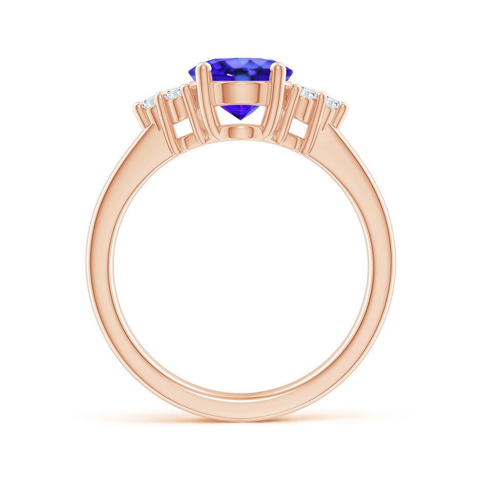 9x7mm AAA Solitaire Oval Tanzanite and Diamond Promise Ring in Rose Gold side 1