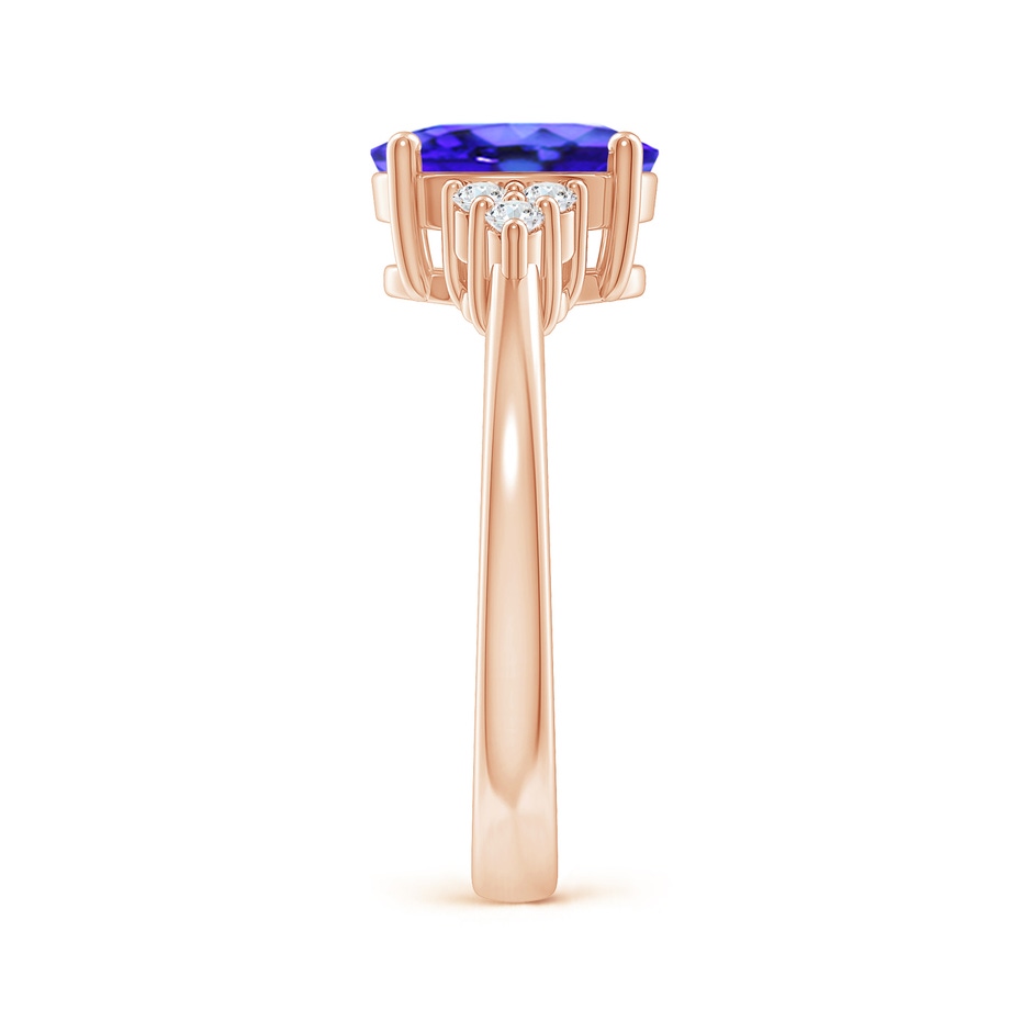 9x7mm AAA Solitaire Oval Tanzanite and Diamond Promise Ring in Rose Gold side 2