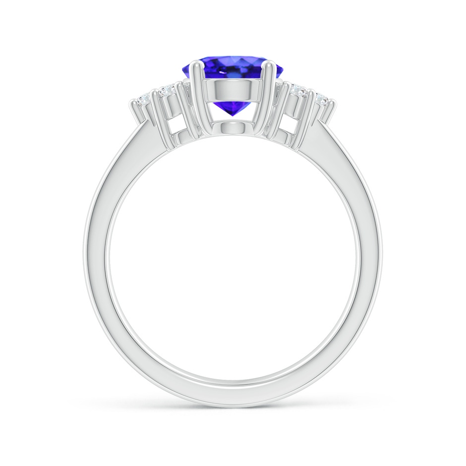 9x7mm AAA Solitaire Oval Tanzanite and Diamond Promise Ring in White Gold side 1