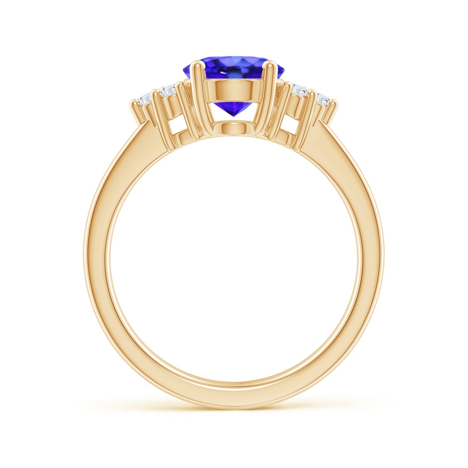9x7mm AAA Solitaire Oval Tanzanite and Diamond Promise Ring in Yellow Gold side 1
