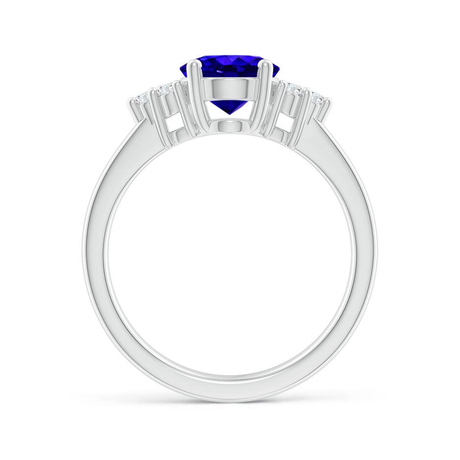 9x7mm AAAA Solitaire Oval Tanzanite and Diamond Promise Ring in P950 Platinum side 1