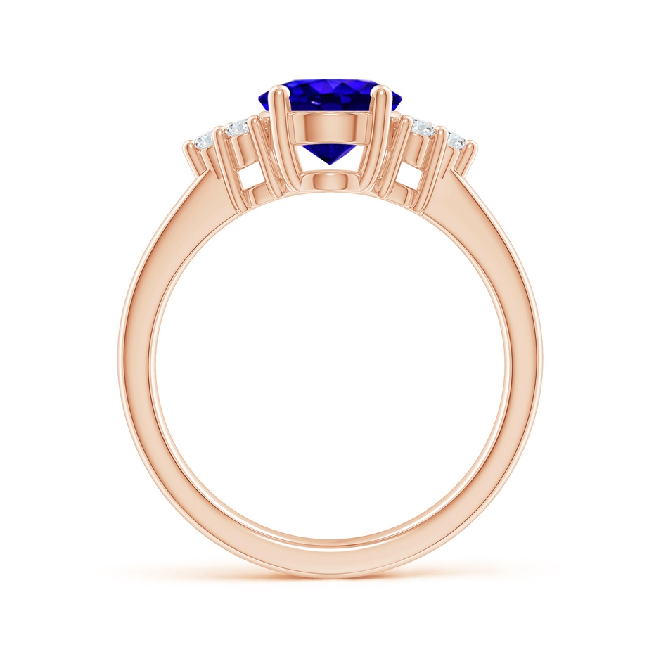 9x7mm AAAA Solitaire Oval Tanzanite and Diamond Promise Ring in Rose Gold side 1