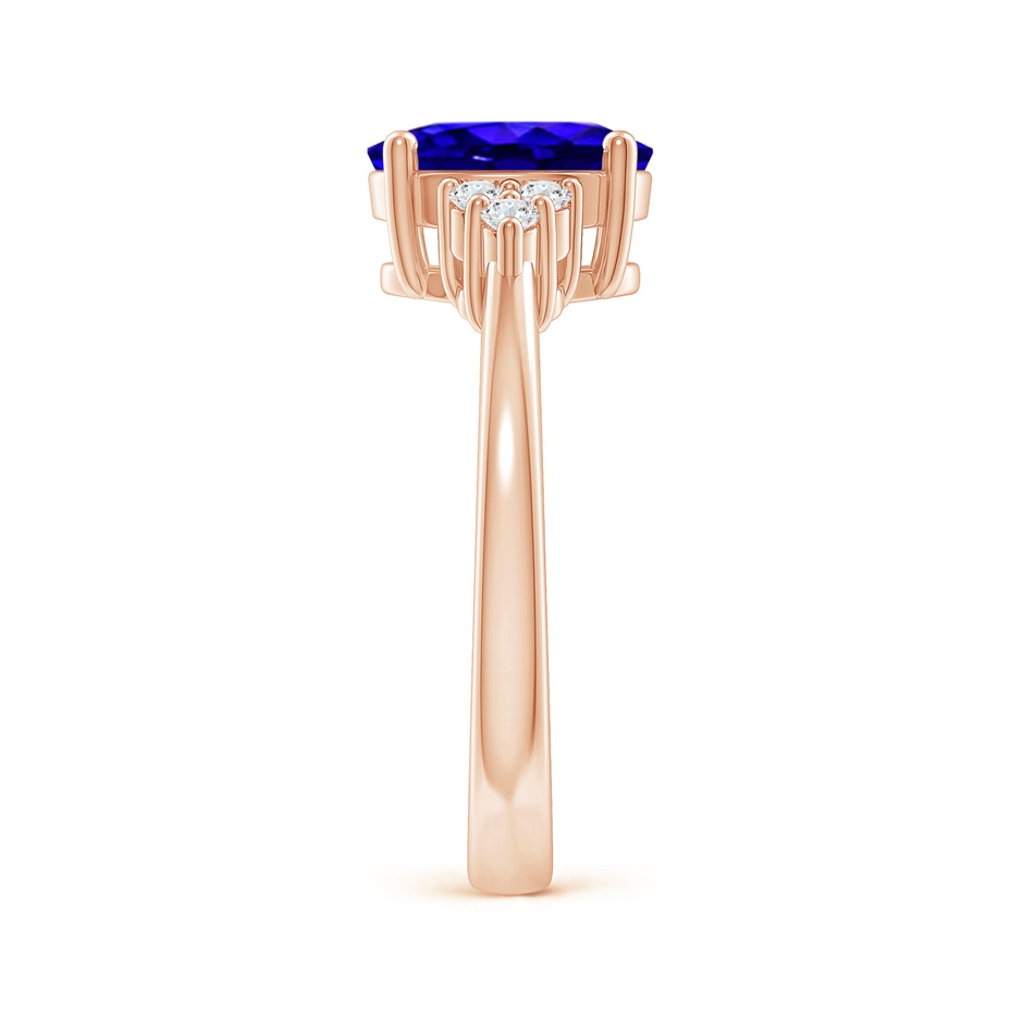9x7mm AAAA Solitaire Oval Tanzanite and Diamond Promise Ring in Rose Gold side 2