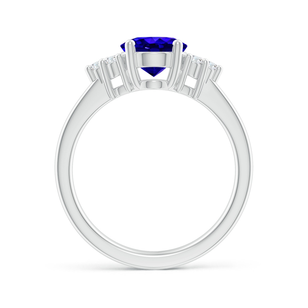 9x7mm AAAA Solitaire Oval Tanzanite and Diamond Promise Ring in White Gold Side 1