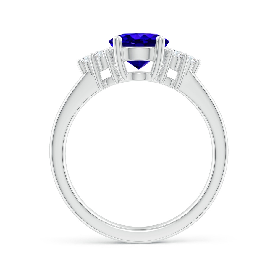 9x7mm AAAA Solitaire Oval Tanzanite and Diamond Promise Ring in White Gold side 1