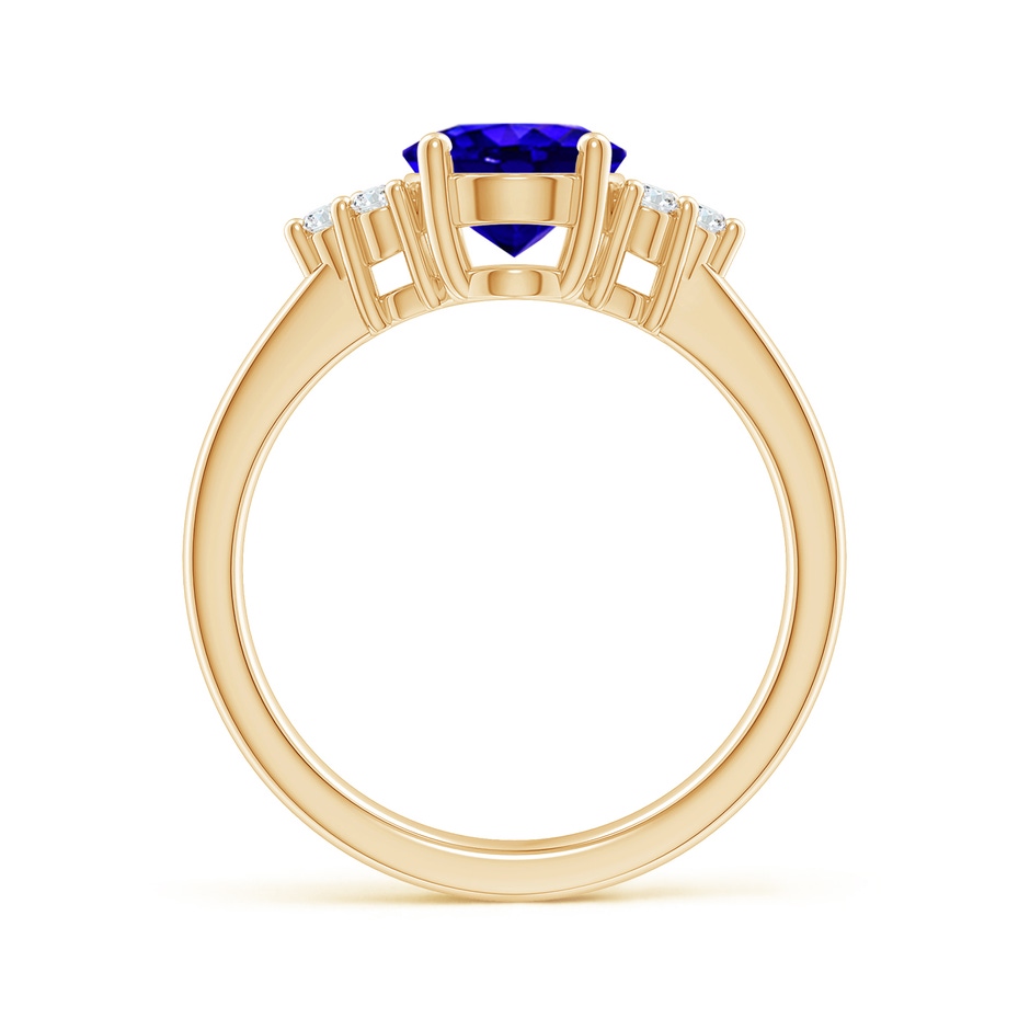 9x7mm AAAA Solitaire Oval Tanzanite and Diamond Promise Ring in Yellow Gold side 1