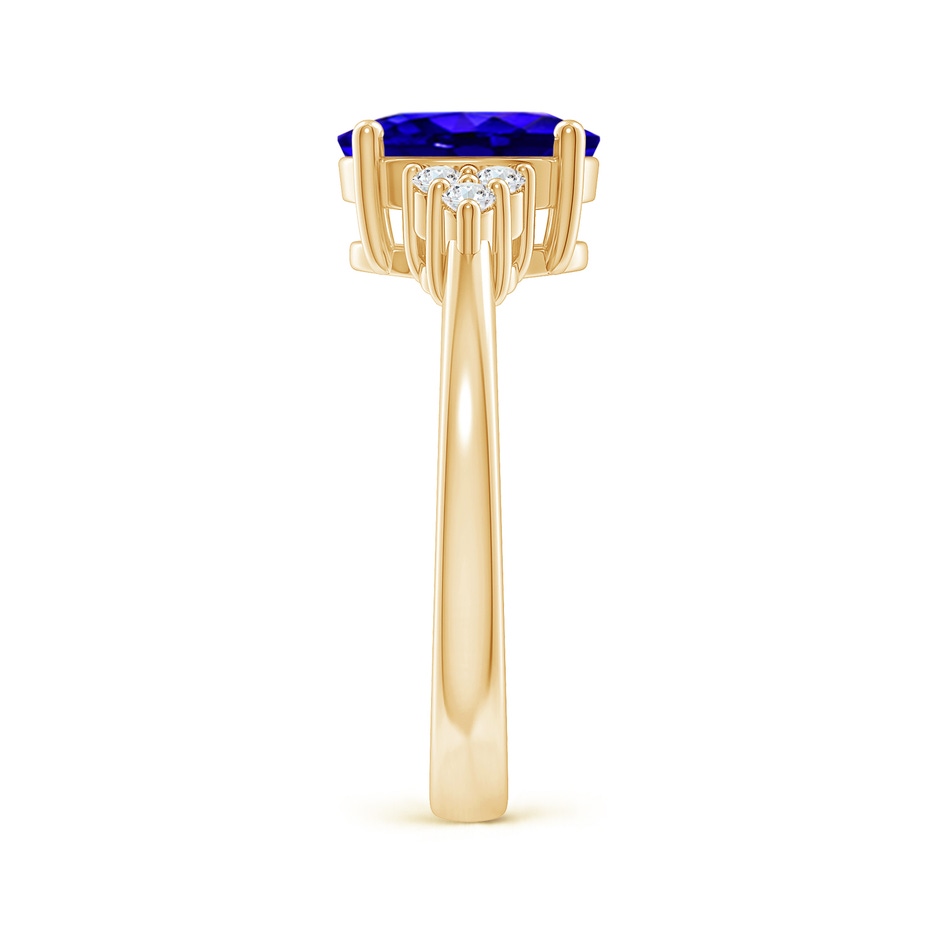 9x7mm AAAA Solitaire Oval Tanzanite and Diamond Promise Ring in Yellow Gold side 2