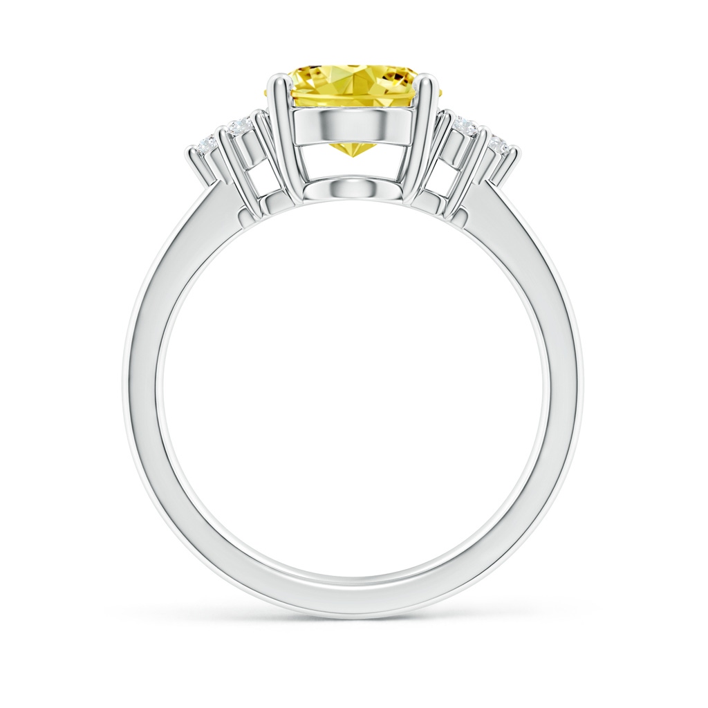 10x8mm AAAA Solitaire Oval Fancy Intense Yellow and White Diamond Promise Ring in P950 Platinum - side 199