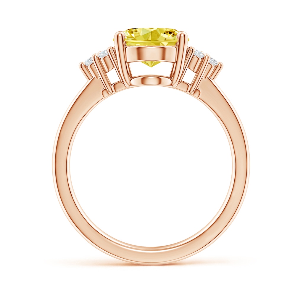 10x8mm AAAA Solitaire Oval Fancy Intense Yellow and White Diamond Promise Ring in Rose Gold - side 199