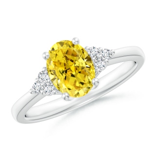 8x6mm AAAA Solitaire Oval Fancy Intense Yellow and White Diamond Promise Ring in P950 Platinum