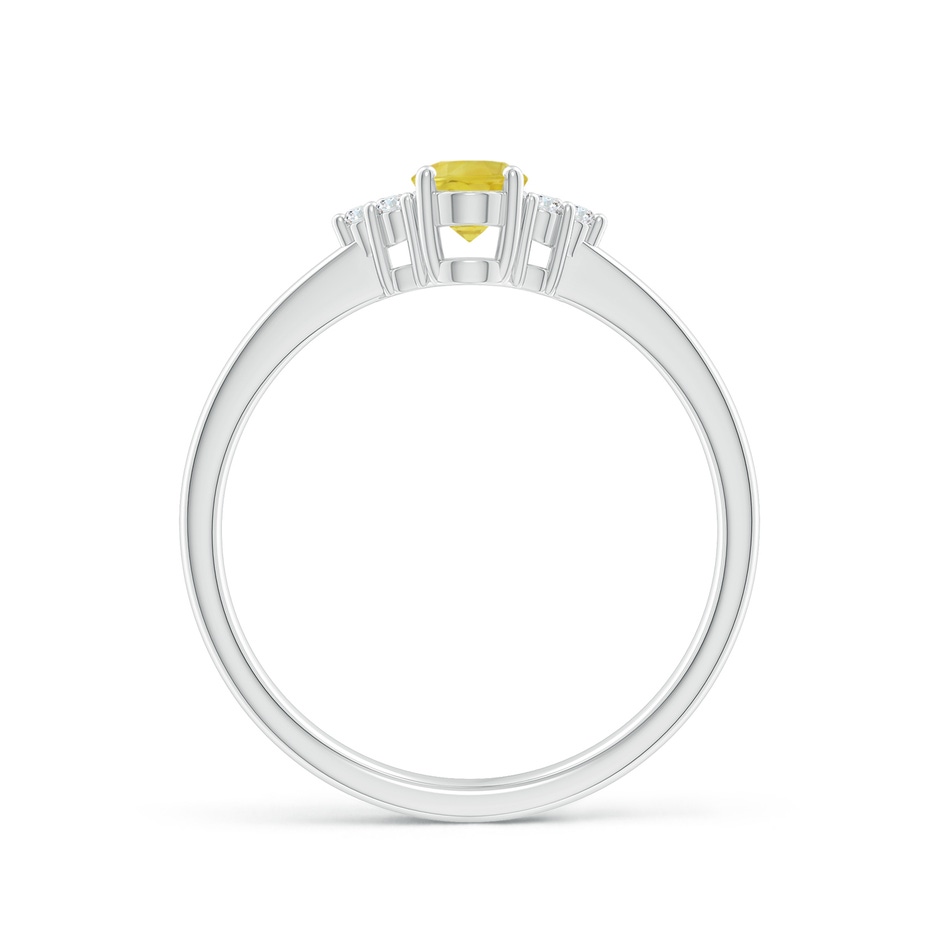 6x4mm A Solitaire Oval Yellow Sapphire Ring with Trio Diamond Accents in P950 Platinum side 1