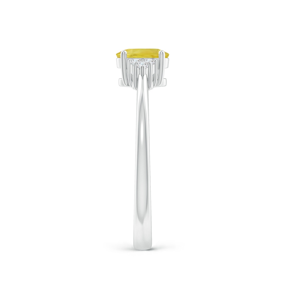 6x4mm A Solitaire Oval Yellow Sapphire Ring with Trio Diamond Accents in P950 Platinum side 2