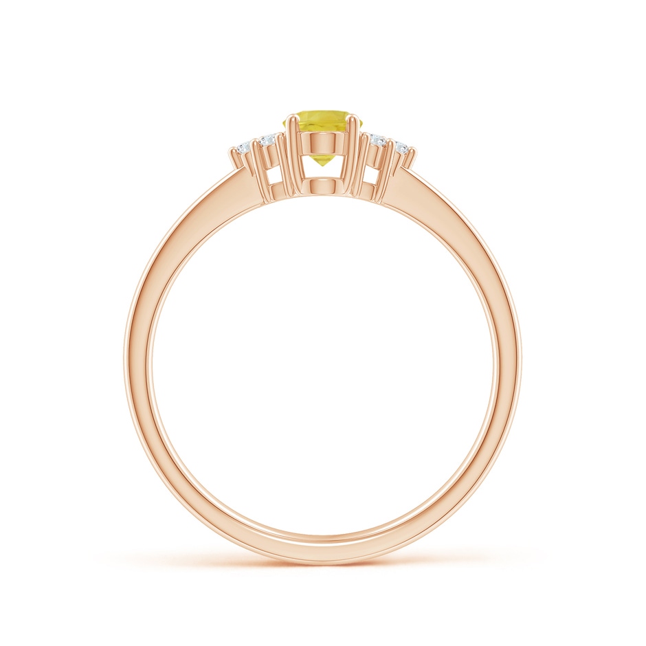 6x4mm A Solitaire Oval Yellow Sapphire Ring with Trio Diamond Accents in Rose Gold side 1