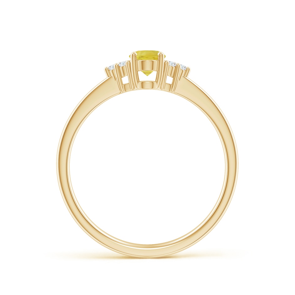 6x4mm A Solitaire Oval Yellow Sapphire Ring with Trio Diamond Accents in Yellow Gold side 1