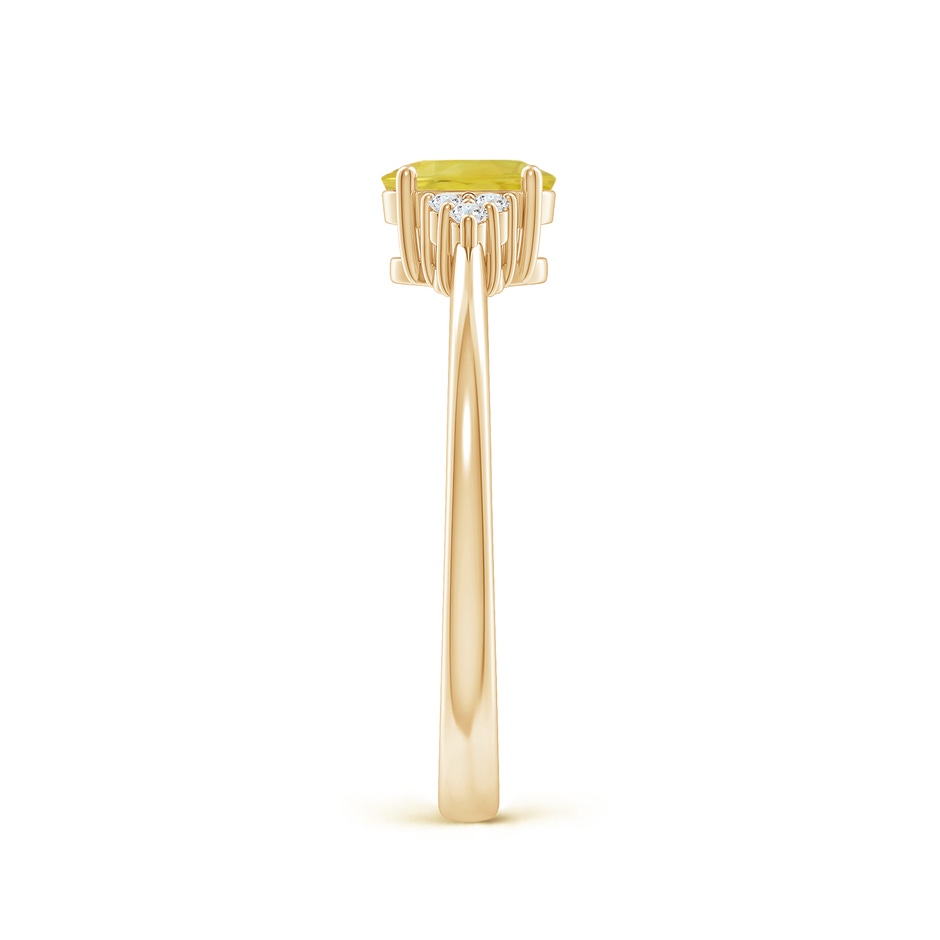 6x4mm A Solitaire Oval Yellow Sapphire Ring with Trio Diamond Accents in Yellow Gold side 2