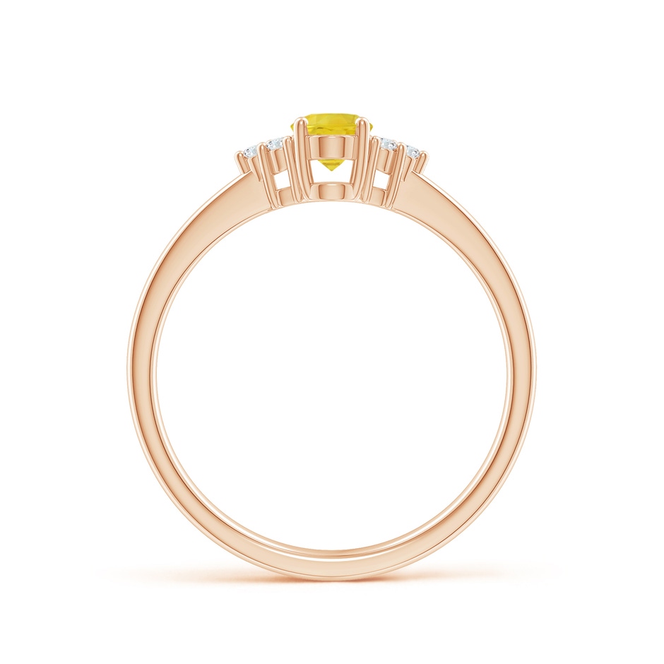 6x4mm AA Solitaire Oval Yellow Sapphire Ring with Trio Diamond Accents in Rose Gold side 1