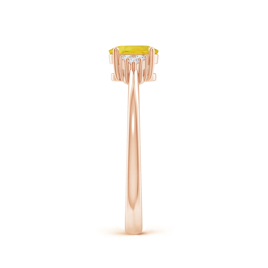 6x4mm AA Solitaire Oval Yellow Sapphire Ring with Trio Diamond Accents in Rose Gold side 2