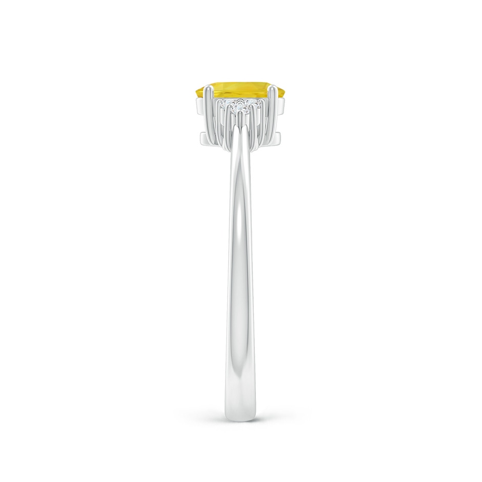 6x4mm AA Solitaire Oval Yellow Sapphire Ring with Trio Diamond Accents in White Gold side 2