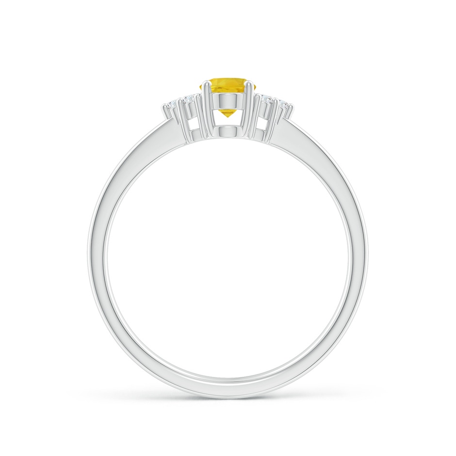 6x4mm AAA Solitaire Oval Yellow Sapphire Ring with Trio Diamond Accents in White Gold side 1