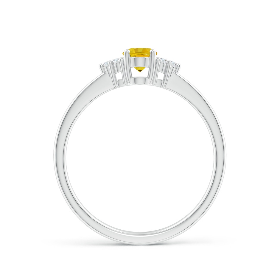 6x4mm AAAA Solitaire Oval Yellow Sapphire Ring with Trio Diamond Accents in P950 Platinum side 1