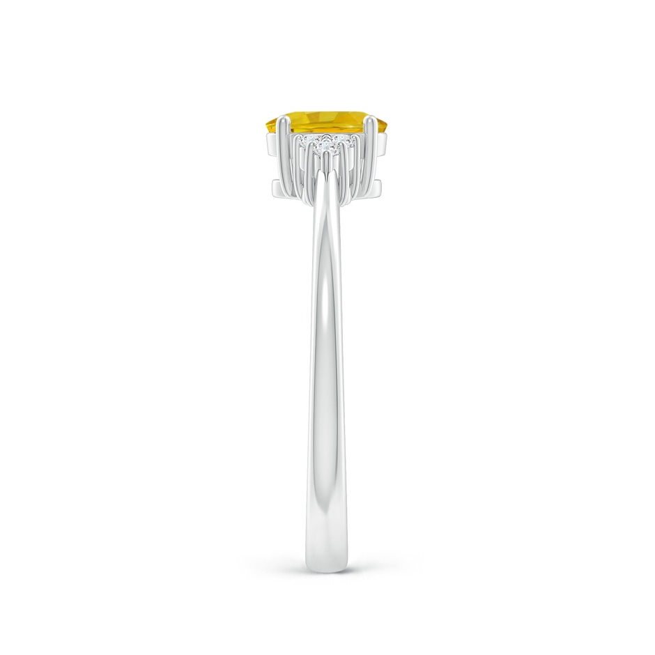 6x4mm AAAA Solitaire Oval Yellow Sapphire Ring with Trio Diamond Accents in P950 Platinum side 2