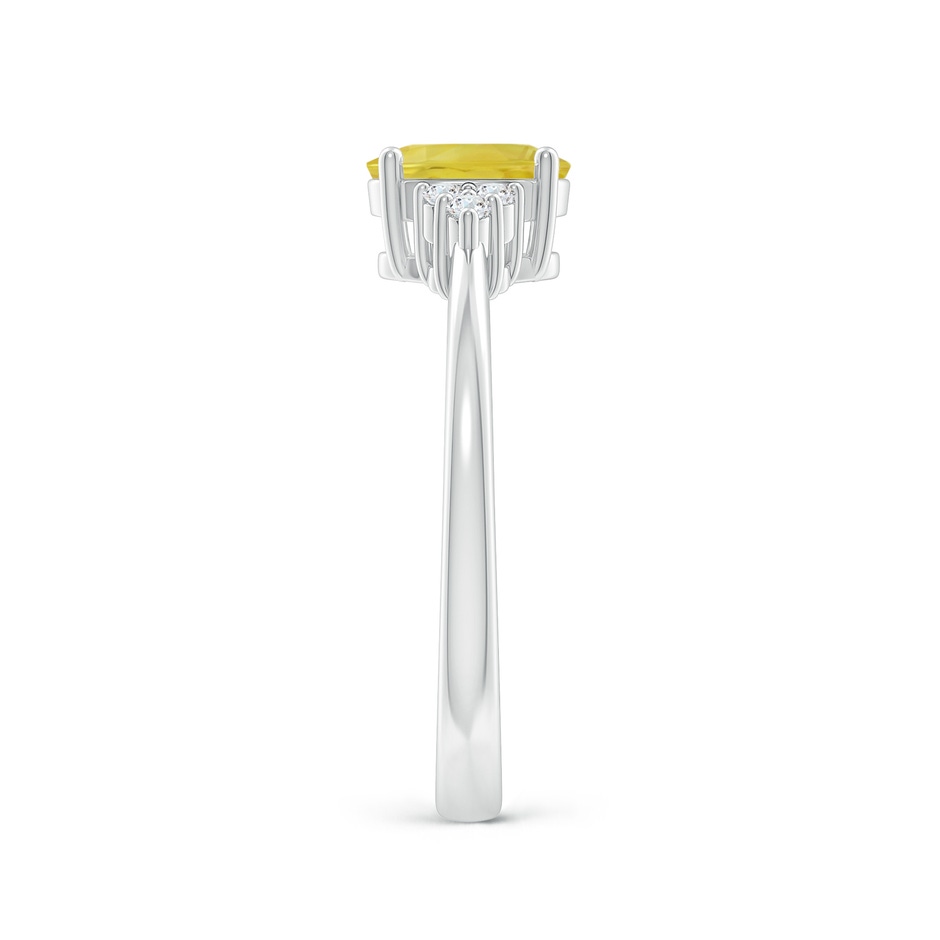 7x5mm A Solitaire Oval Yellow Sapphire Ring with Trio Diamond Accents in P950 Platinum side 2