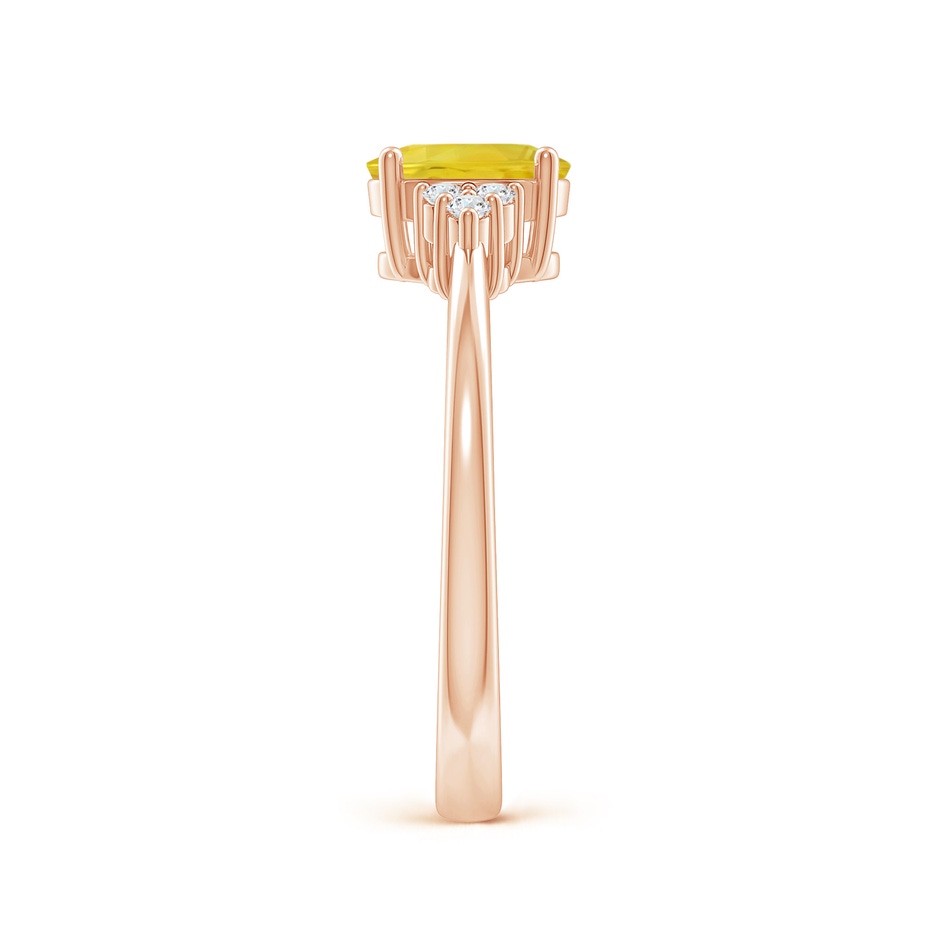 7x5mm AA Solitaire Oval Yellow Sapphire Ring with Trio Diamond Accents in Rose Gold side 2