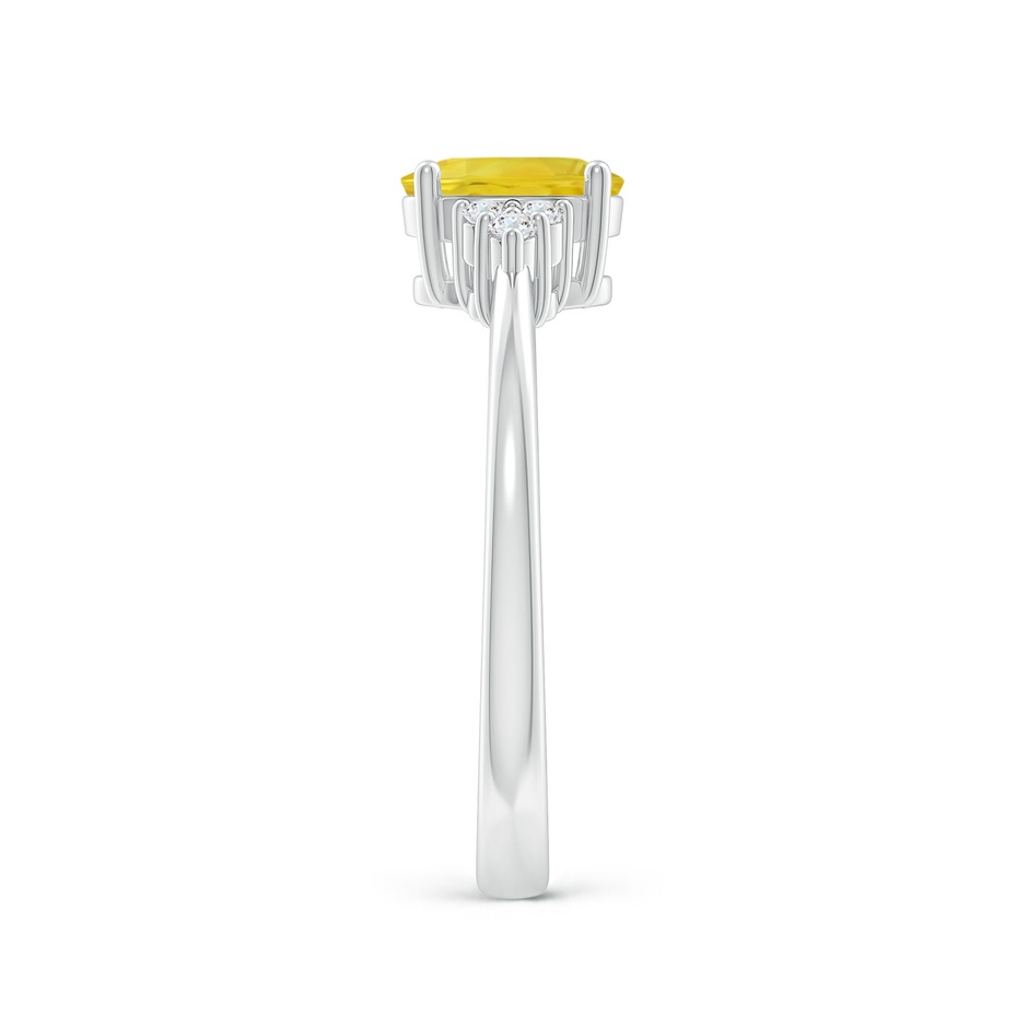 7x5mm AA Solitaire Oval Yellow Sapphire Ring with Trio Diamond Accents in White Gold side 2