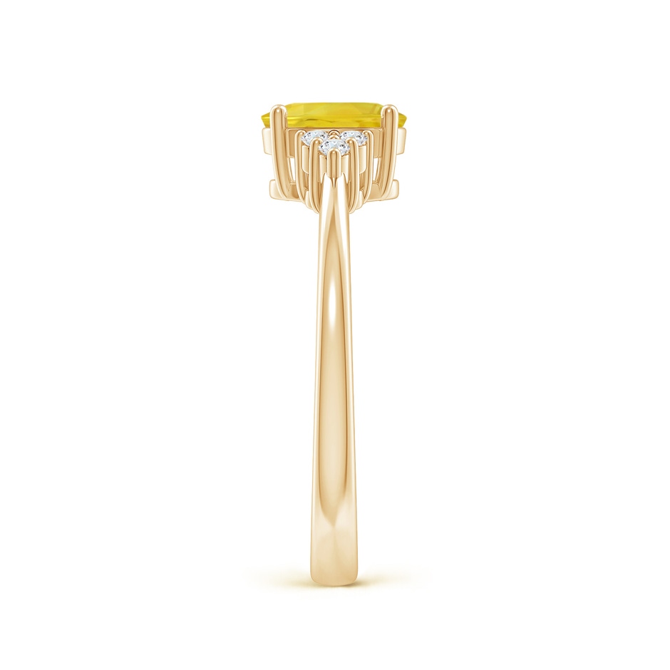 7x5mm AA Solitaire Oval Yellow Sapphire Ring with Trio Diamond Accents in Yellow Gold side 2