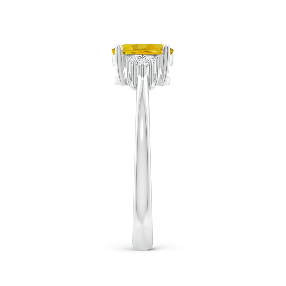 7x5mm AAAA Solitaire Oval Yellow Sapphire Ring with Trio Diamond Accents in P950 Platinum side 2